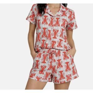 Bouffants & Broken Hearts Lobster Pajama Set Shorts Top Women's Size Small